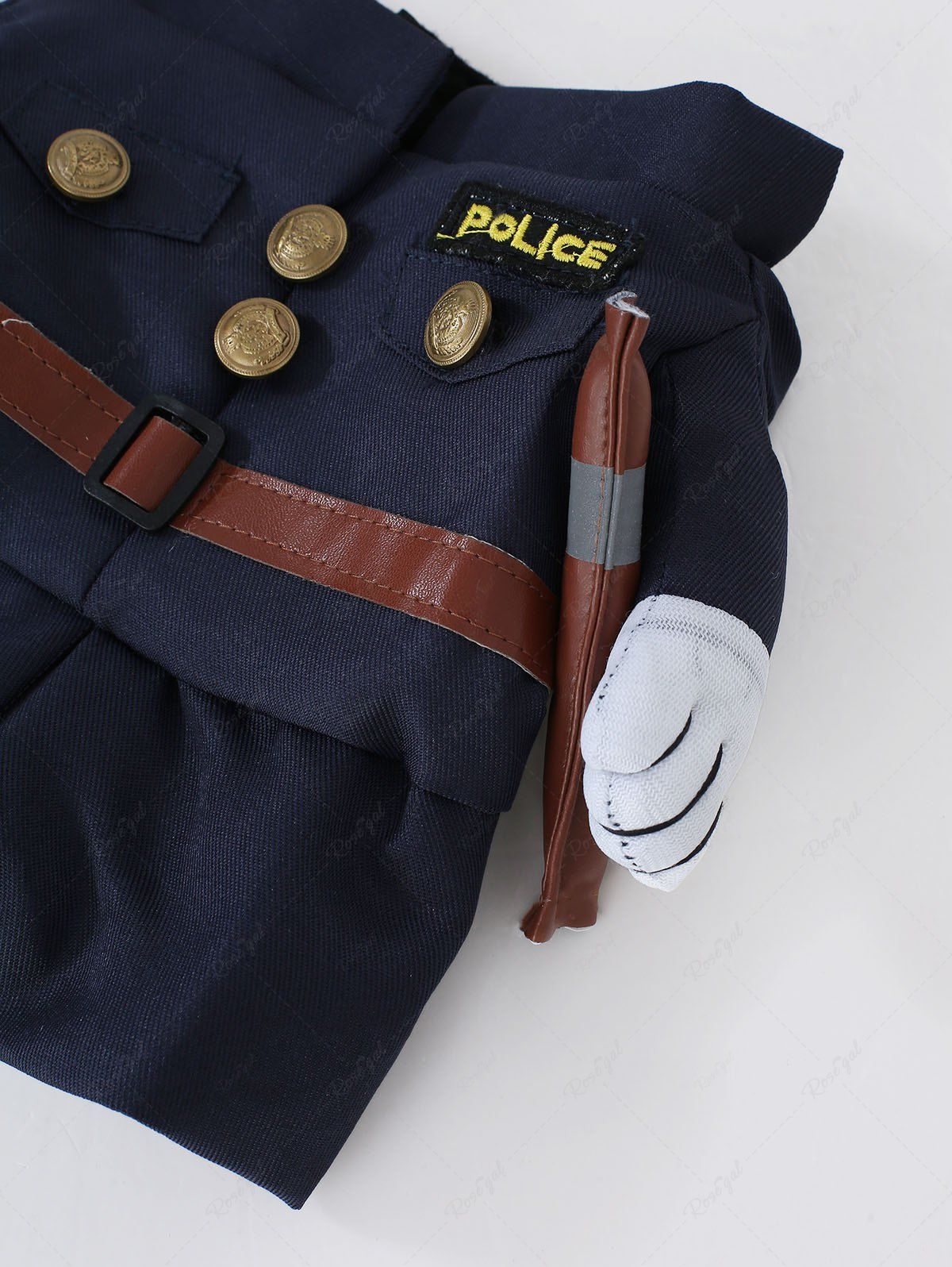 Pet's Button Buckle Belted Police Cosplay Costume with Hat
