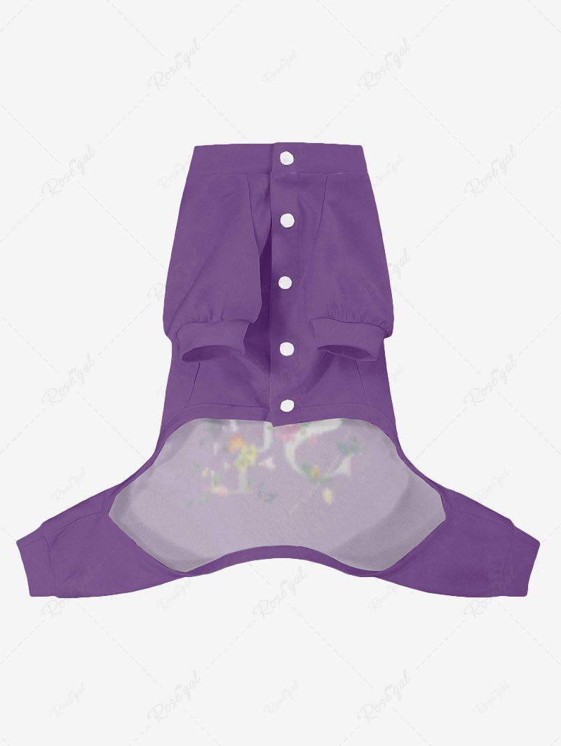 Pet's Floral Leaves Butterfly Letters Printed Button Pajama