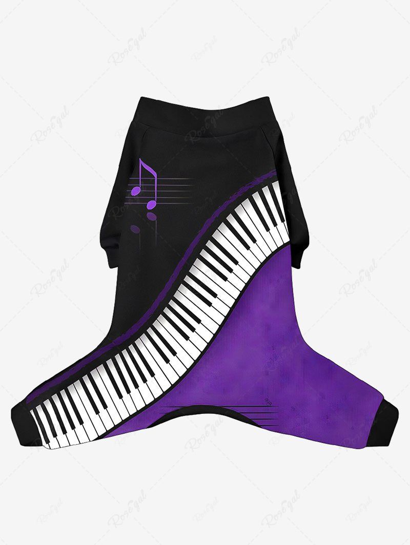 Pet's Music Notes Piano Keys Colorblock Printed Pajama