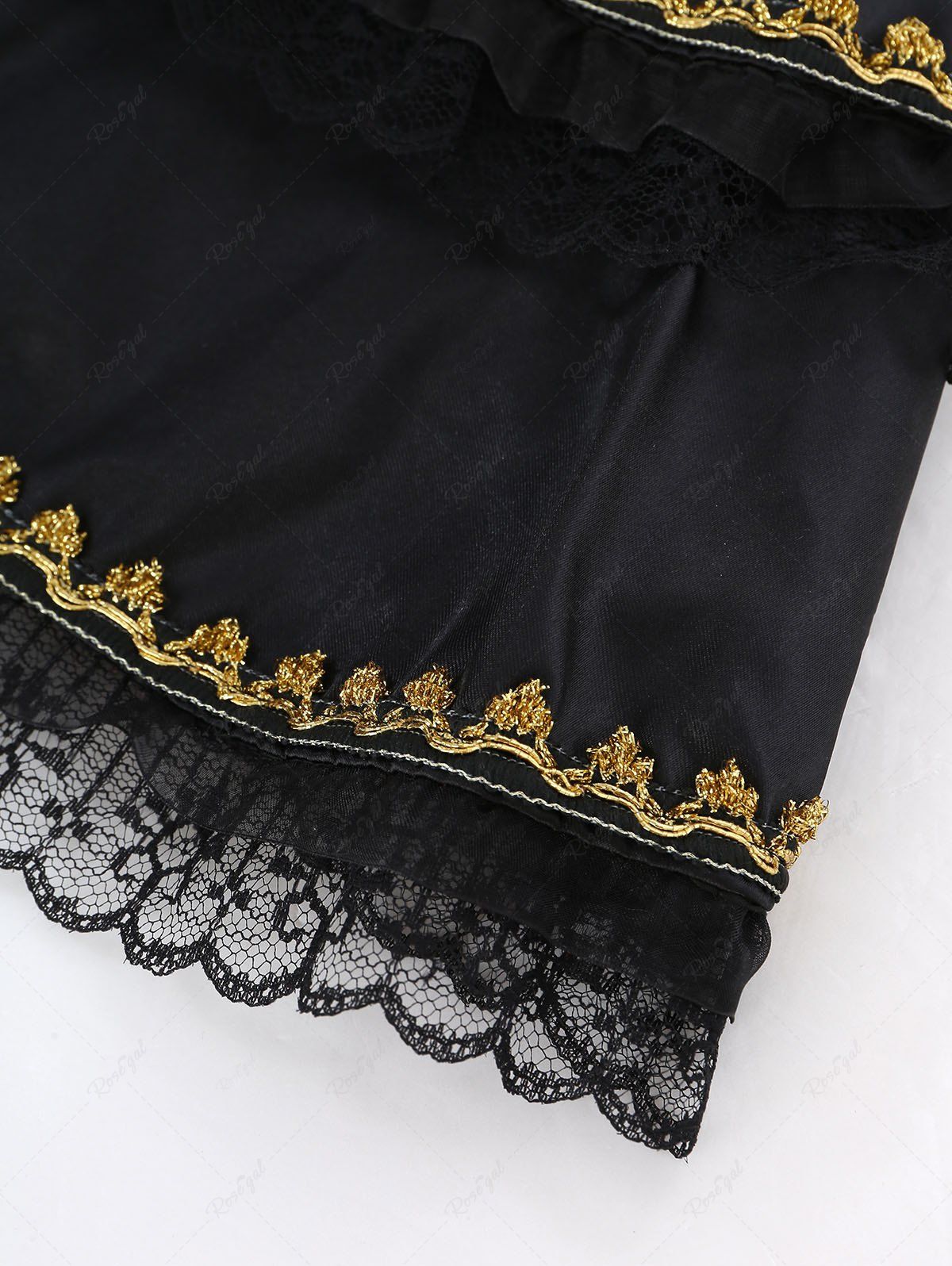 Pet's Floral Lace Goldern Trim Costume Cape Cloak With Hat