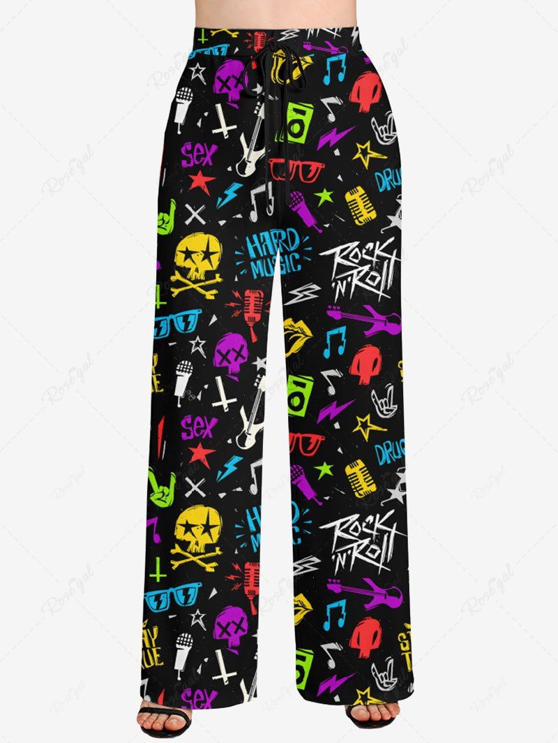 Colorful Skull Star Microphone Letters Print Pants Pajama Dog And Owner Matching Outfits