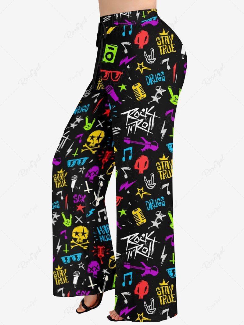 Colorful Skull Star Microphone Letters Print Pants Pajama Dog And Owner Matching Outfits
