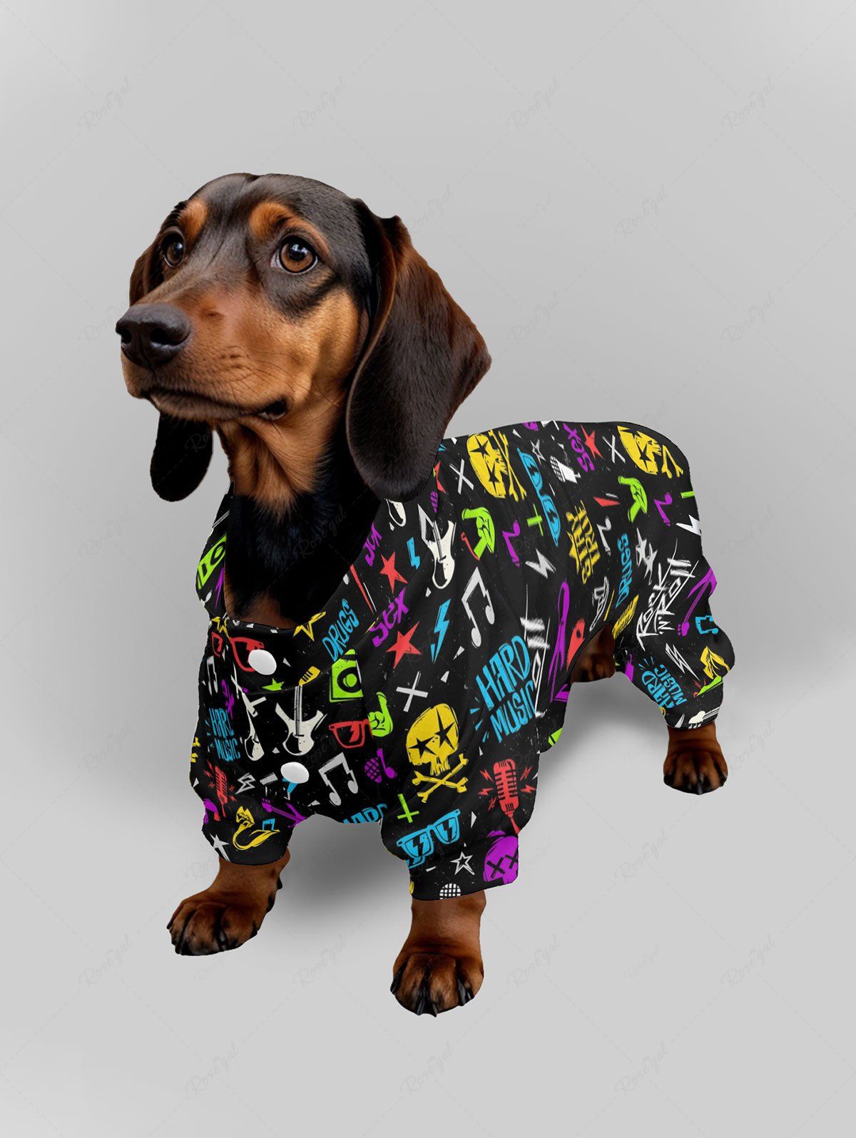Colorful Skull Star Microphone Letters Print Pants Pajama Dog And Owner Matching Outfits