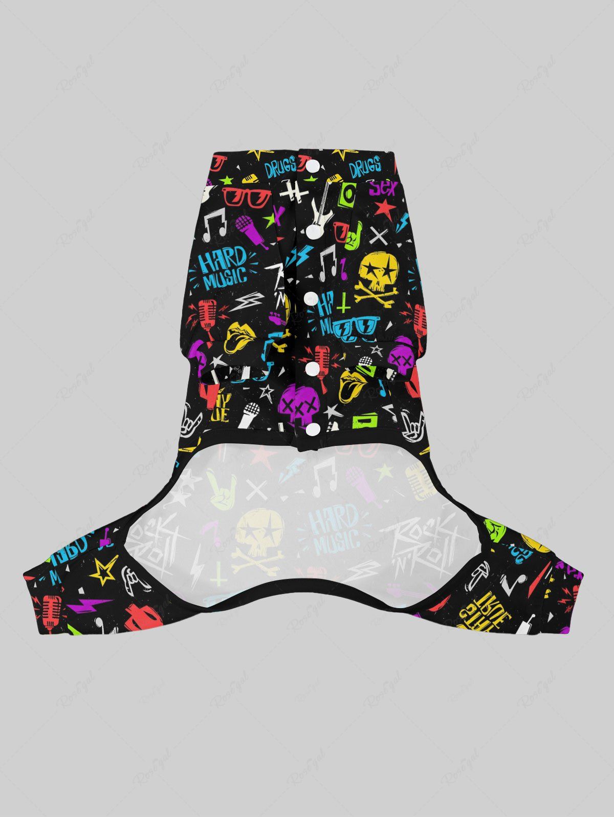 Pet's Colorful Skull Star Microphone Letters Printed Hawaii Music Button Pajama