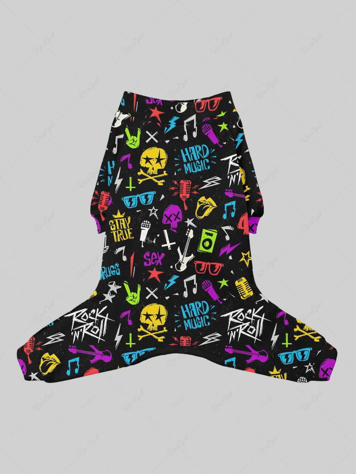 Colorful Skull Star Microphone Letters Print Pants Pajama Dog And Owner Matching Outfits
