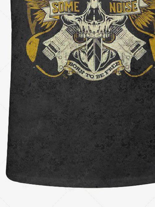 Plus Size Skull Bell Wings Letters Printed Music Rock and Roll T-shirt For Men