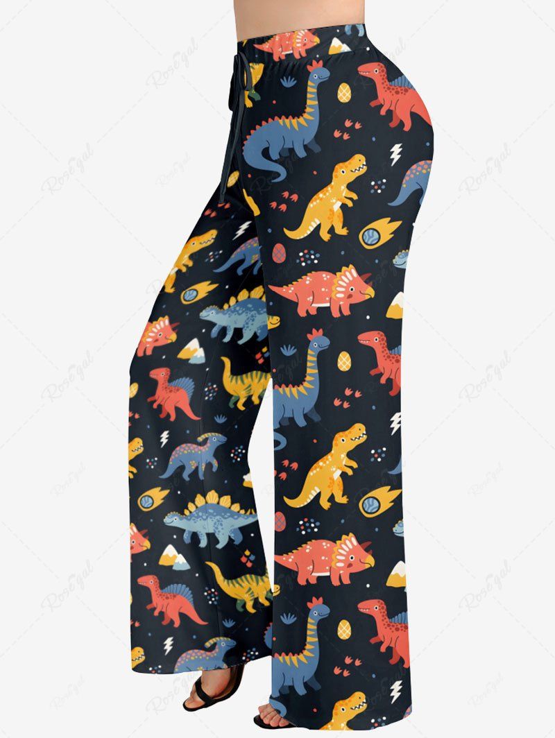 Dinosaur Printed Pajama and Wide Leg Pants Dog and Owner Matching Outfits