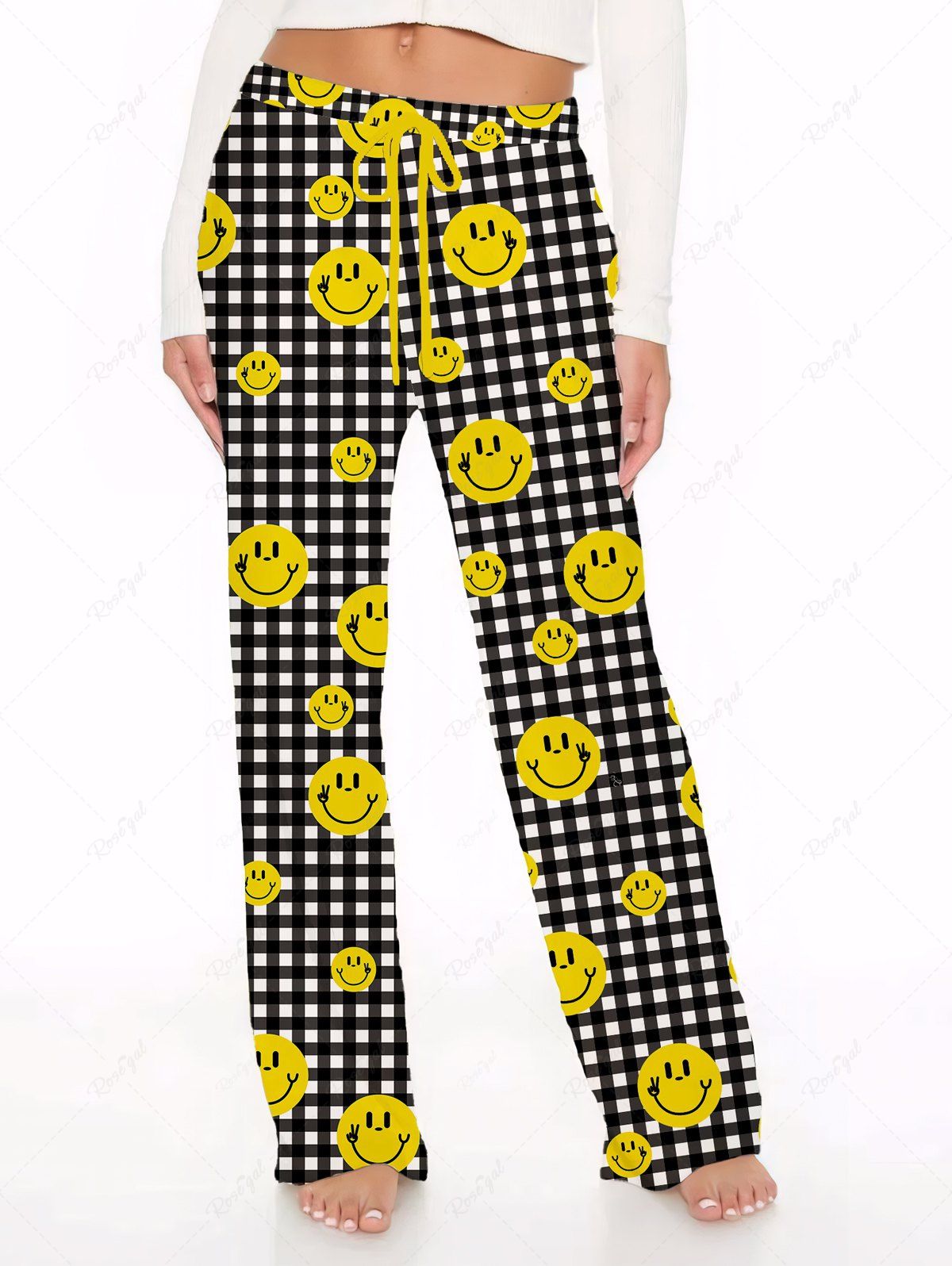 Plaid Smile Face Print Pants Pajama Dog And Owner Matching Outfits