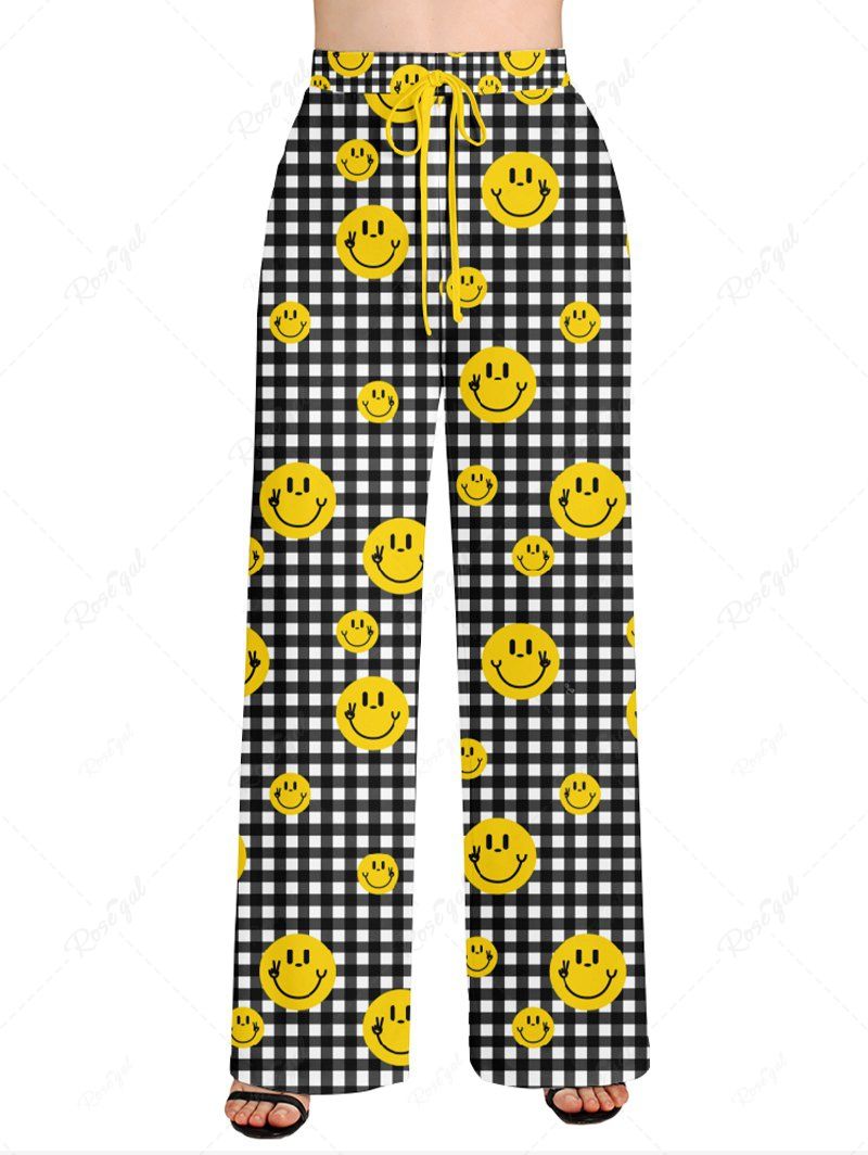 Plaid Smile Face Print Pants Pajama Dog And Owner Matching Outfits