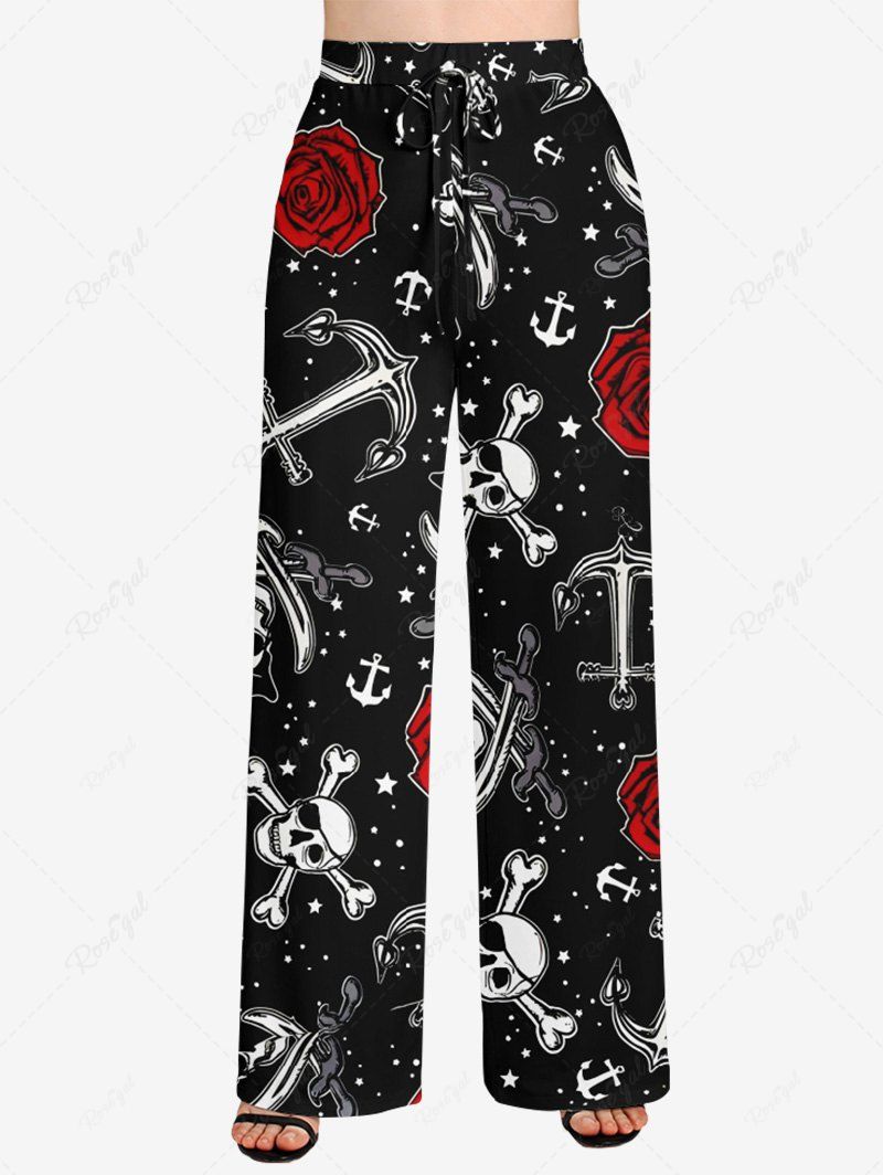 Débardeur imprimé tête de mort, rose, fleur, étoile, ancre, pantalon large, tenues assorties pour chien et propriétaire