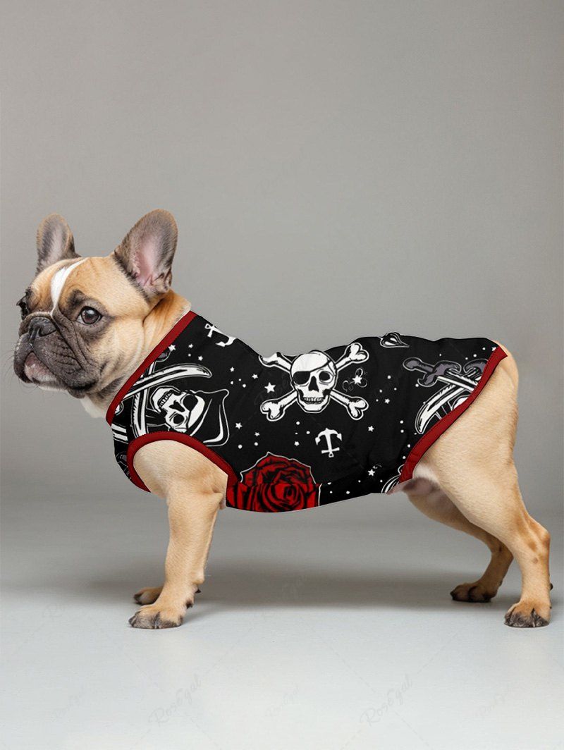 Débardeur imprimé tête de mort, rose, fleur, étoile, ancre, pantalon large, tenues assorties pour chien et propriétaire