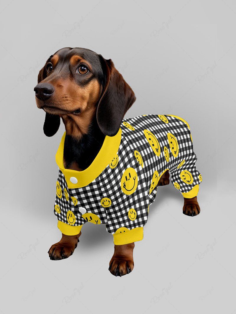 Plaid Smile Face Print Pants Pajama Dog And Owner Matching Outfits