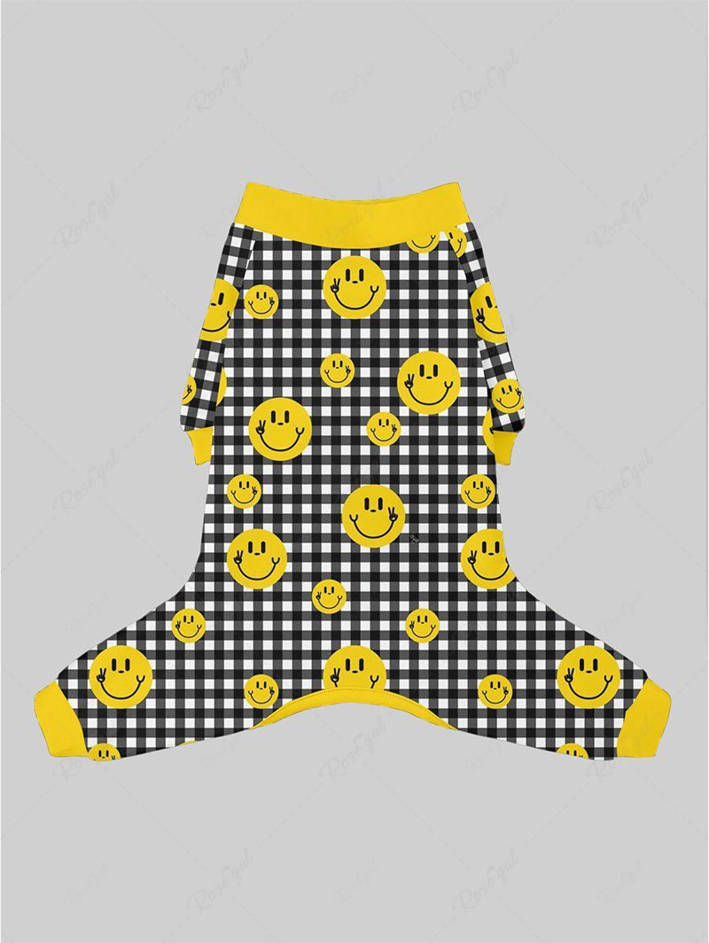 Plaid Smile Face Print Pants Pajama Dog And Owner Matching Outfits