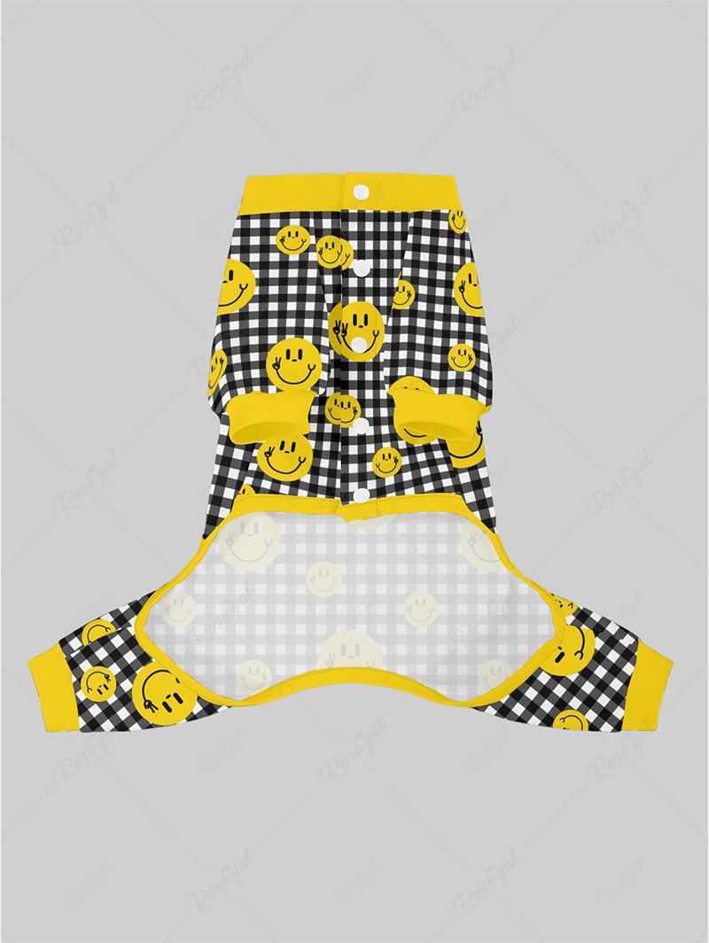 Pet's Plaid Smile Face Printed Button Pajama