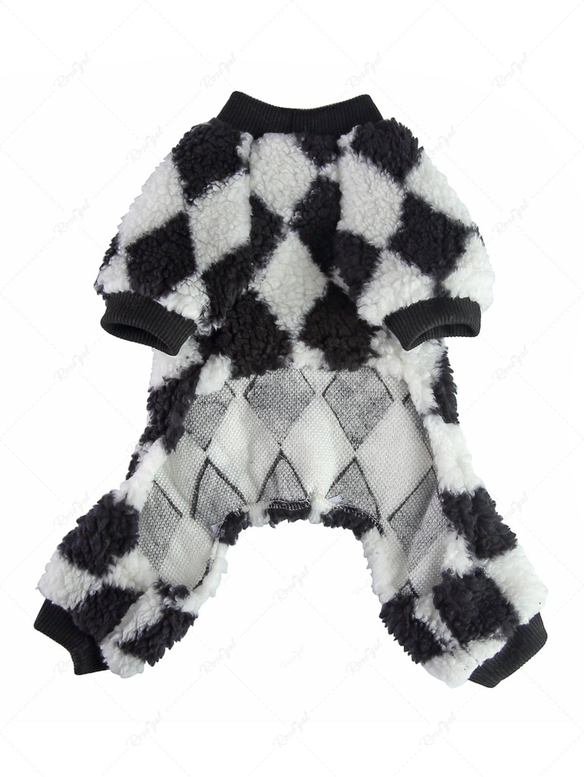 Two Tone Checkered Printed Fleece Pajama and Wide Leg Pants Dog and Owner Matching Outfits