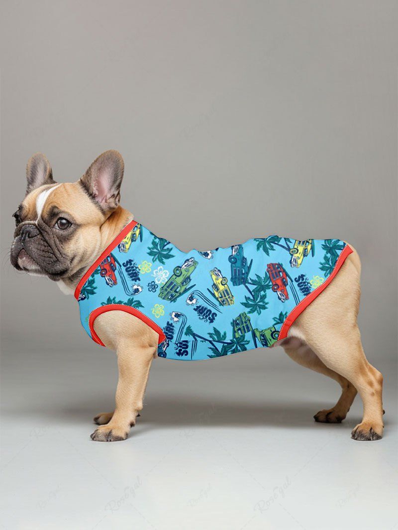 Pet's Coconut Tree Flower Cars Printed Tank Top