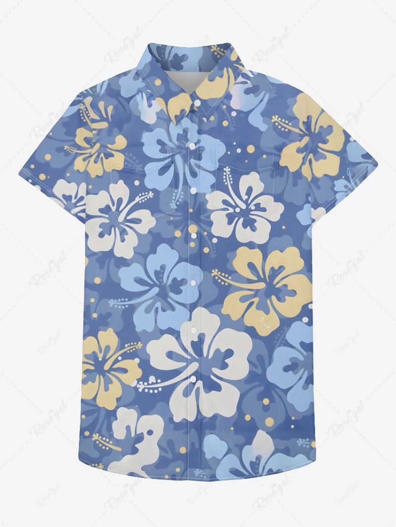 Hibiscus Flower Print Hawaii Bibs Bandana and Women Shirt Dog and Owner Matching Outfits