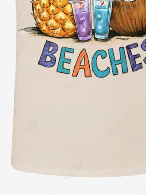 T-shirt imprimé lettres jus de noix de coco ananas hawaïen débardeur tenues assorties pour chien et propriétaire