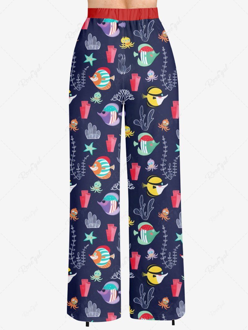 Colorful Octopus Fish Coral Stars Print Sea Creatures Tank Top Pants Dog And Owner Matching Outfits