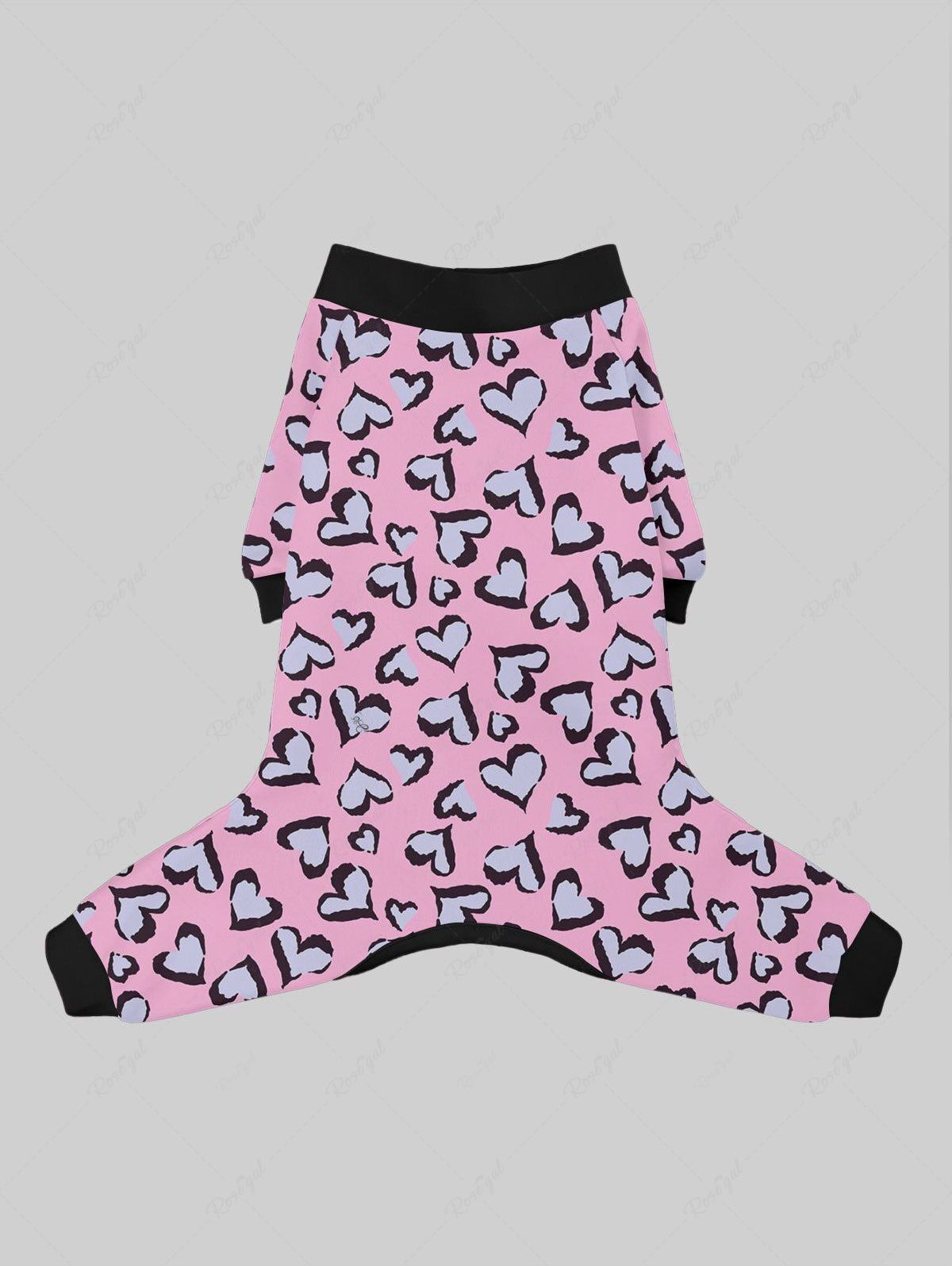 Pet's Heart Contrast Piping Printed Valentines Button Pajama
