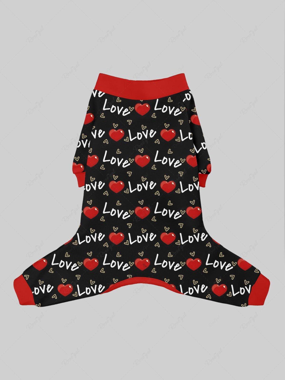 Pet's Love Letter Heart Printed Valentines Button Pajama