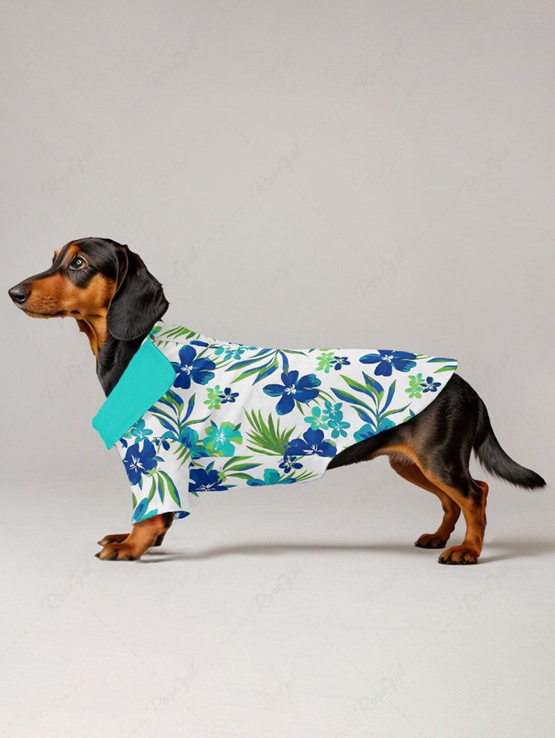 Pet's Tropical Leaf Flower Printed Hawaii Shirt