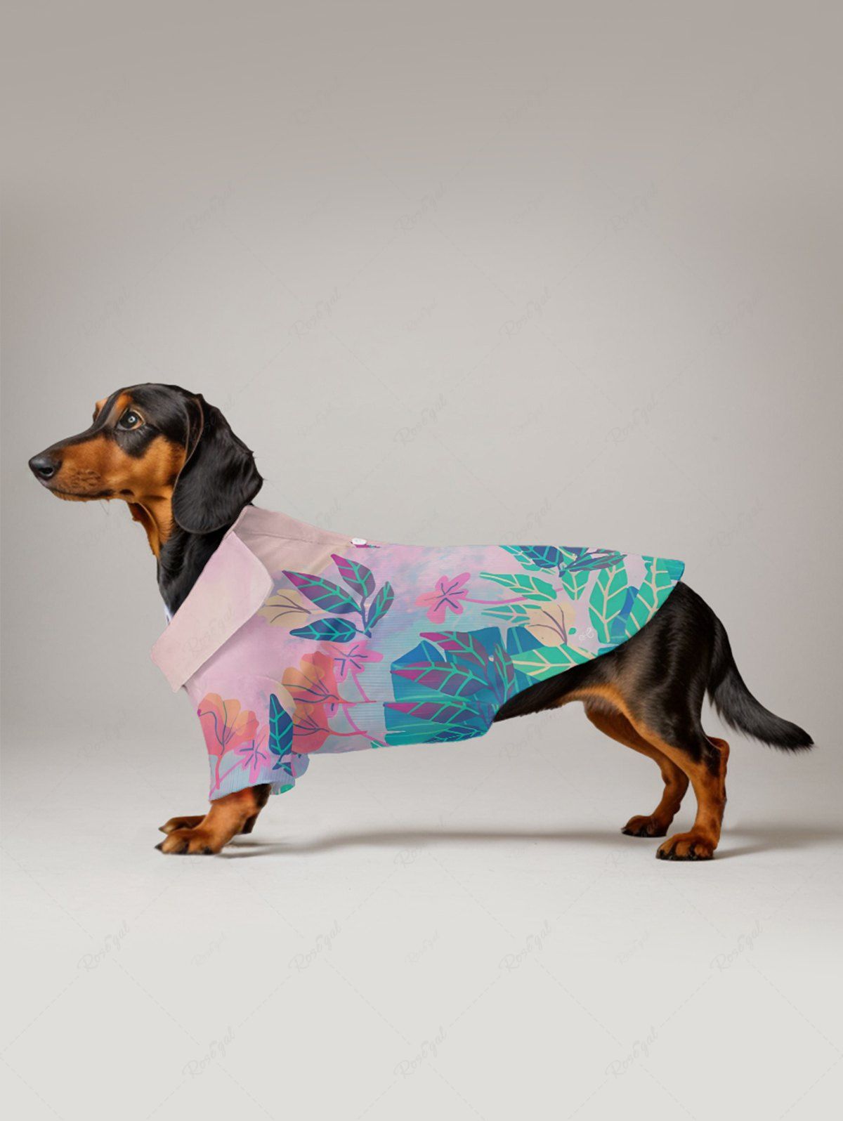 Pet's Ombre Tropical Leaves Floral Printed Hawaii Button Shirt