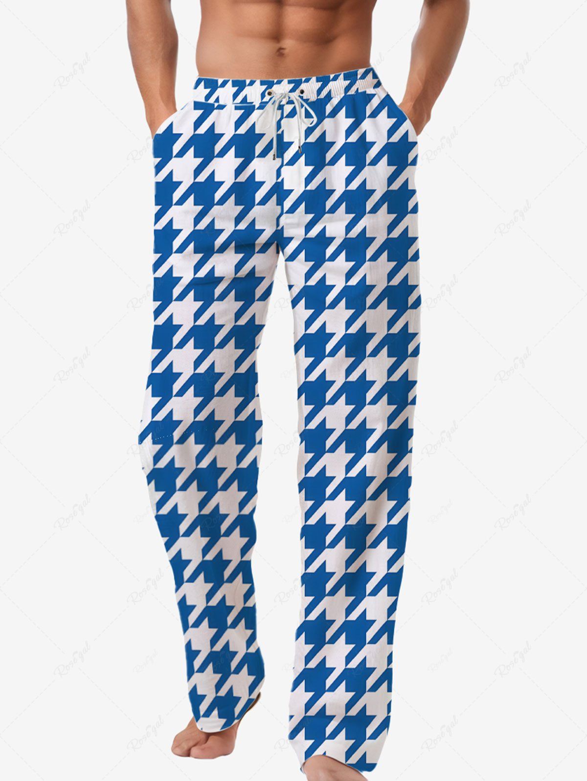 Houndstooth Print Pajama and Wide Leg Pants For Men Dog and Owner Matching Outfits