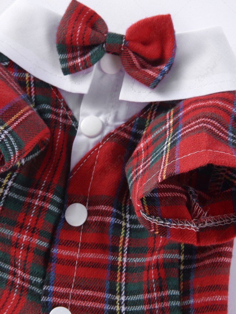 Pet's Plaid Printed Bowknot Blazer