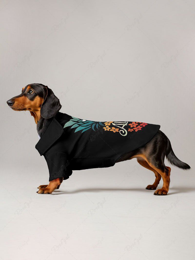 Pet's Pineapple Flowers Leaf Letters Printed Hawaii Shirt