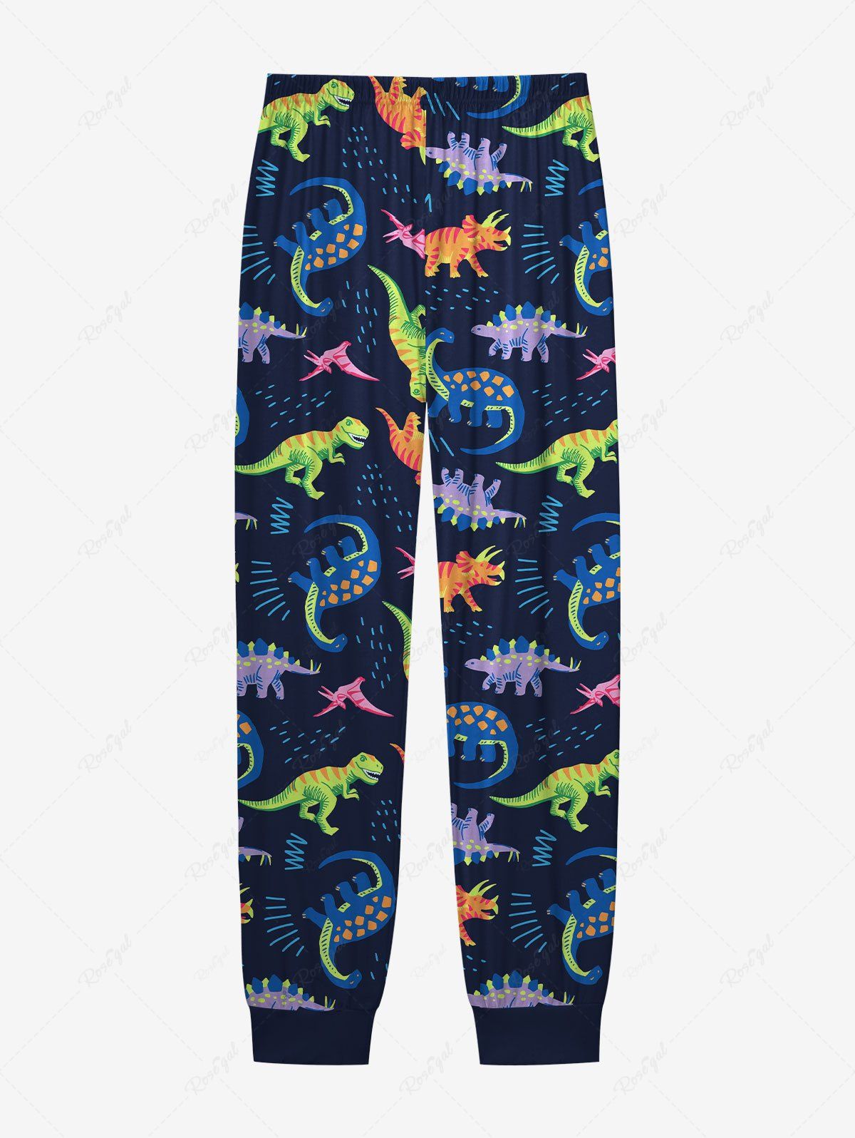 Plus Size Colorful Dinosaur Printed Pajama Pants For Men