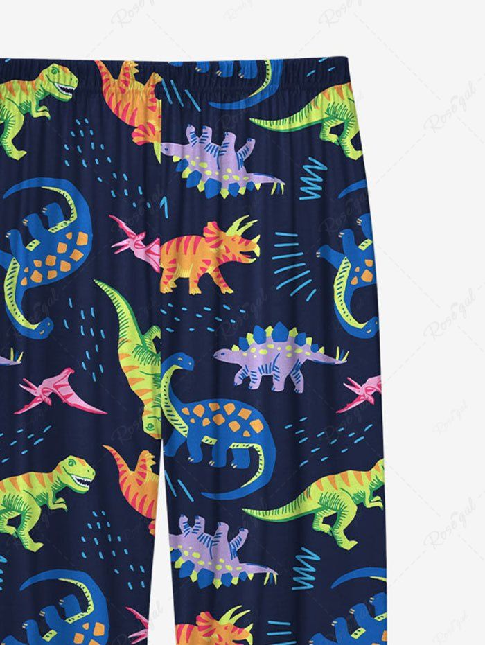Plus Size Colorful Dinosaur Printed Pajama Pants For Men