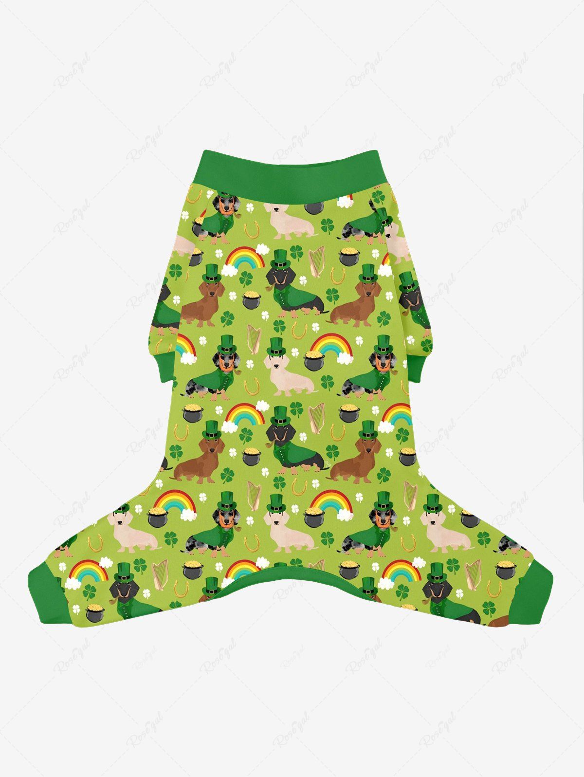 Pyjama imprimé trèfle arc-en-ciel et pantalon large pour chien de la Saint-Patrick Tenues assorties pour chien et propriétaire