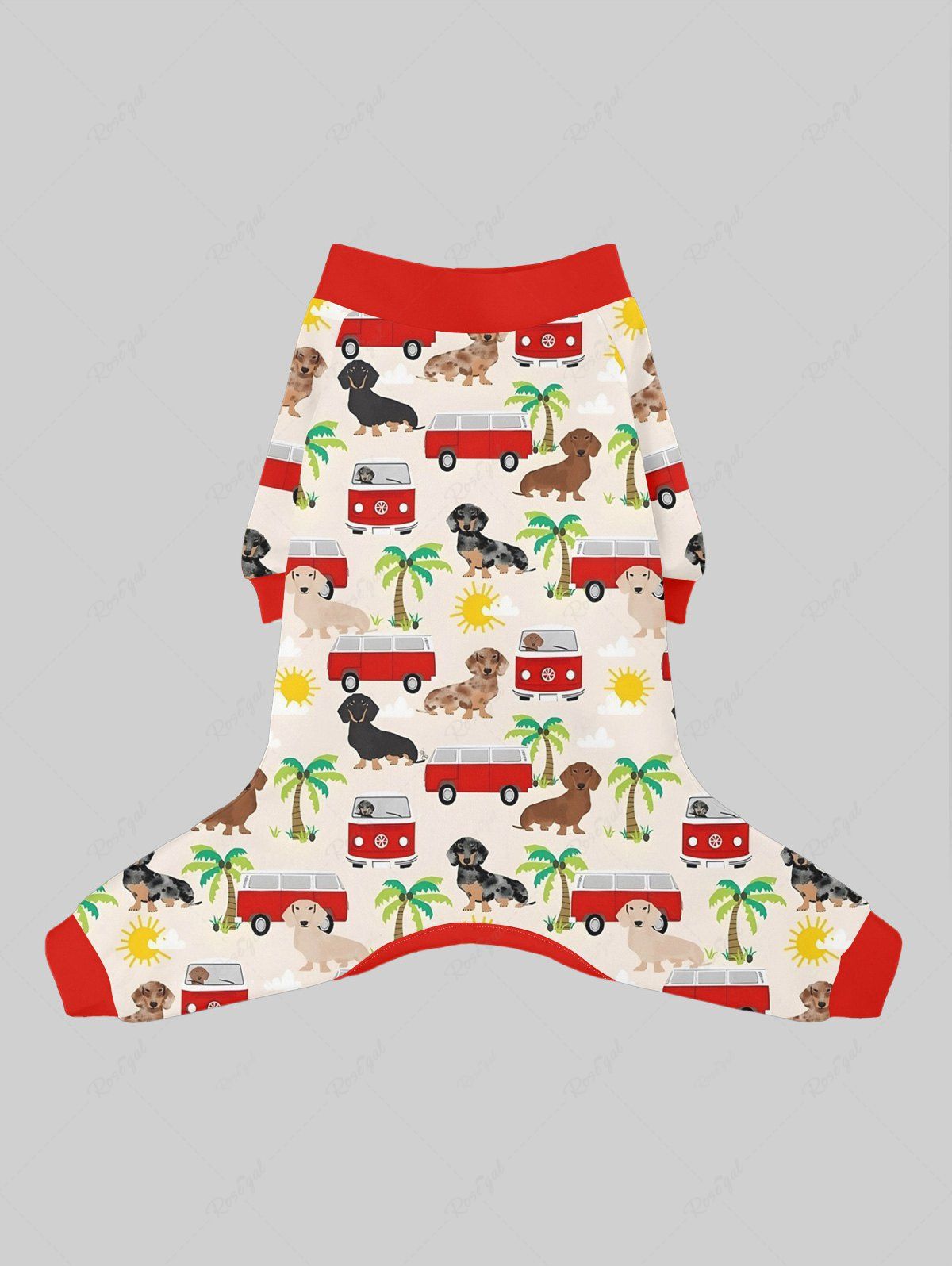 Pet's Coconut Tree Sun Dog Bus Printed Pajama