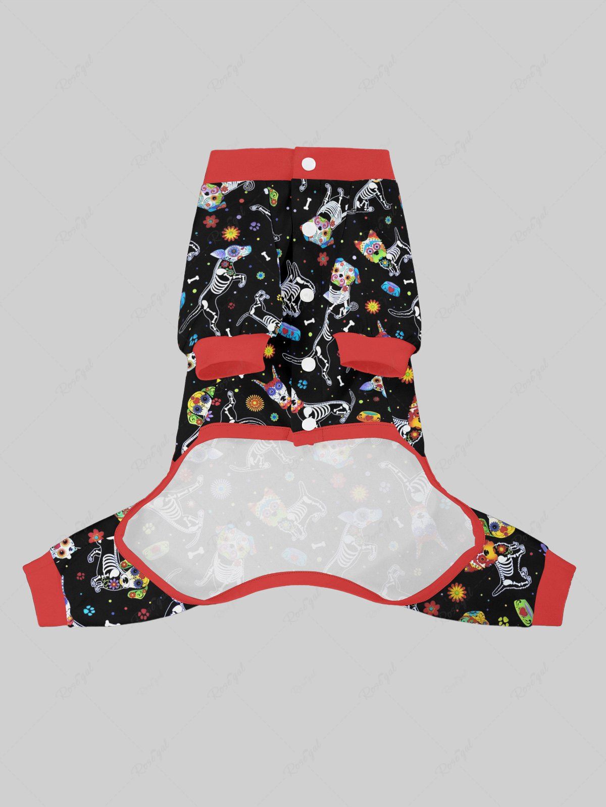 Flowers Puppy Skeleton Print Pants Pajama Dog And Owner Matching Outfits
