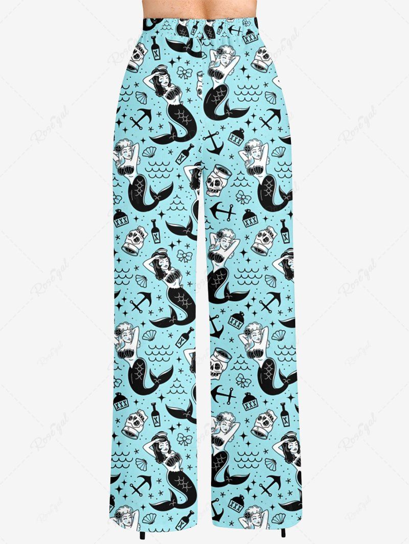 Pyjama hawaïen à imprimé tête de mort, coquillage, sirène, nœud papillon rayé, ancre, pantalon, tenues assorties pour chien et propriétaire