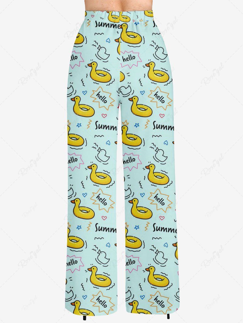 Pyjama et pantalon hawaïens imprimés avec anneau de natation en forme de canard mignon, tenues assorties pour chien et propriétaire