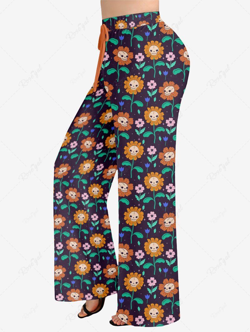 Skull Flower Print Pajama Pants Dog And Owner Matching Outfits