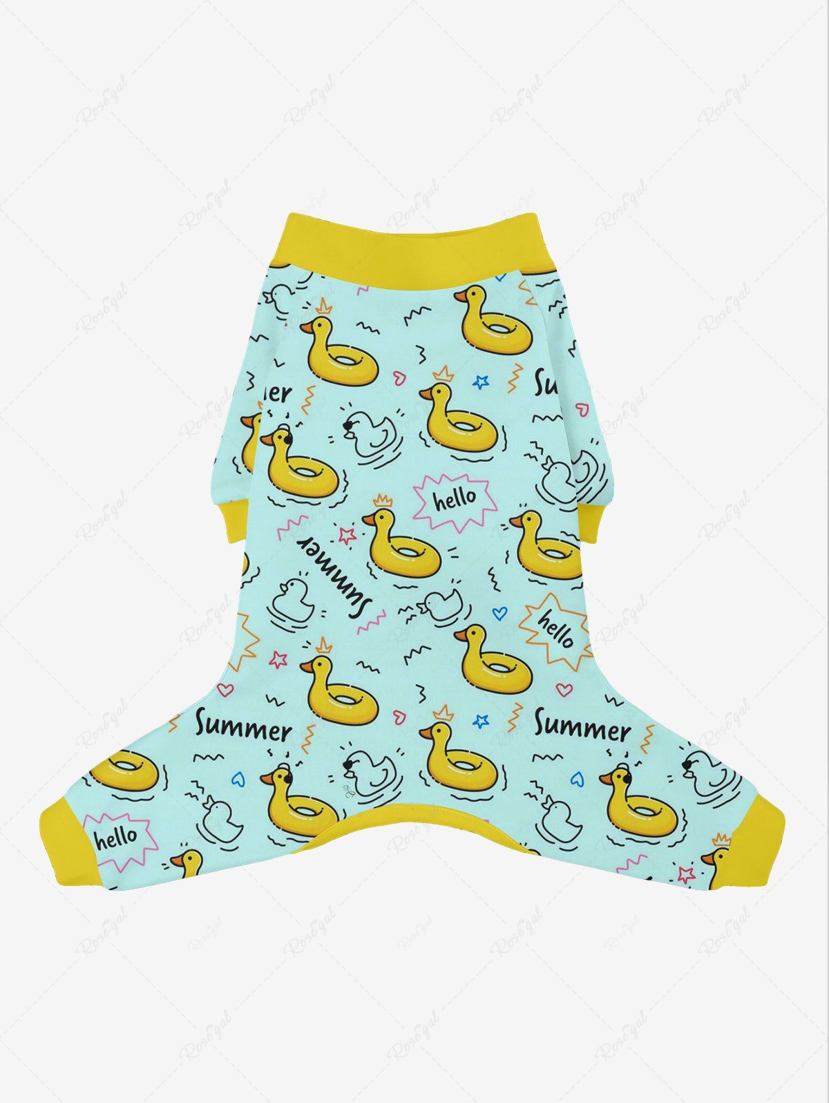 Pet's Cute Duck Swimming Ring Letters Printed Button Pajama