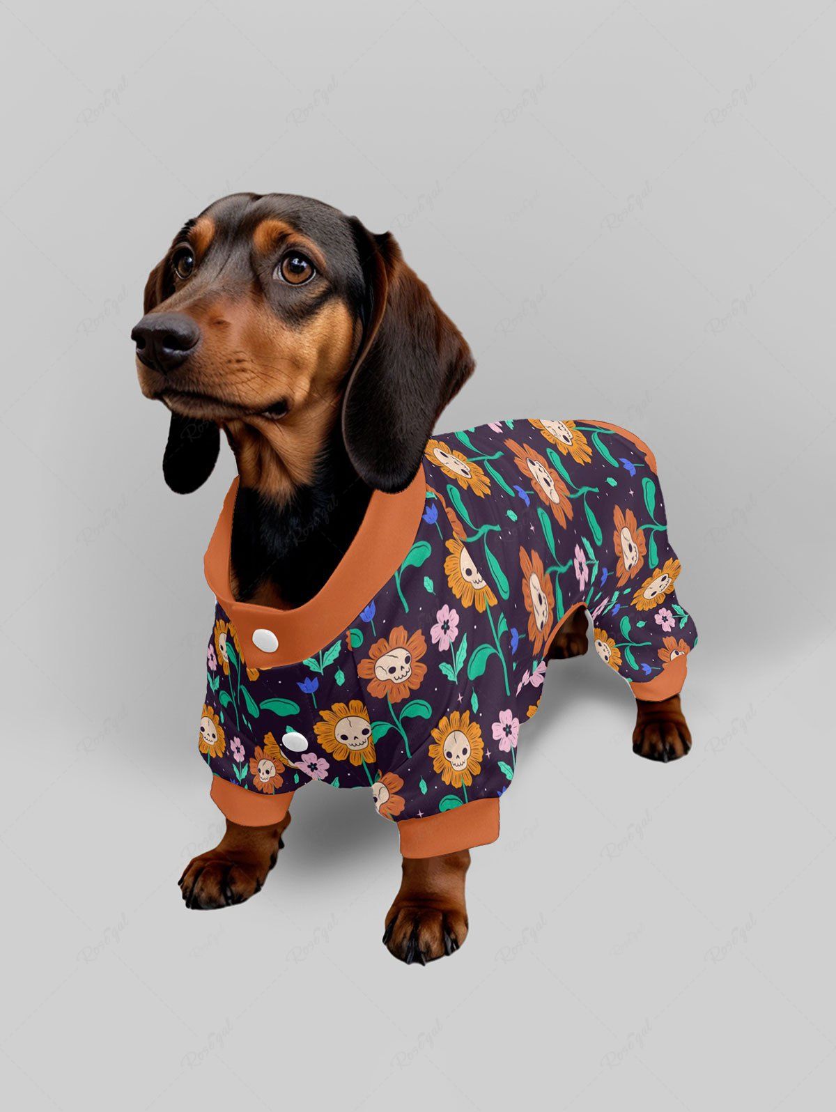 Skull Flower Print Pajama Pants Dog And Owner Matching Outfits