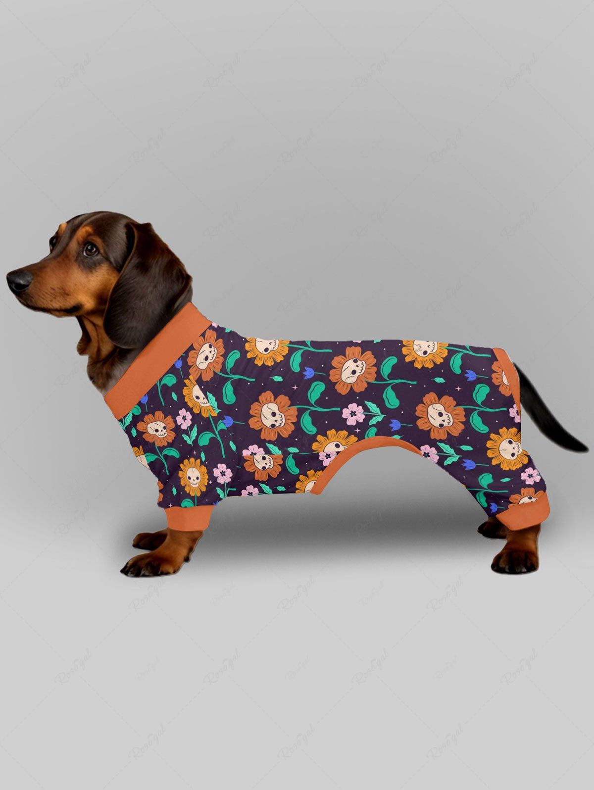 Skull Flower Print Pajama Pants Dog And Owner Matching Outfits