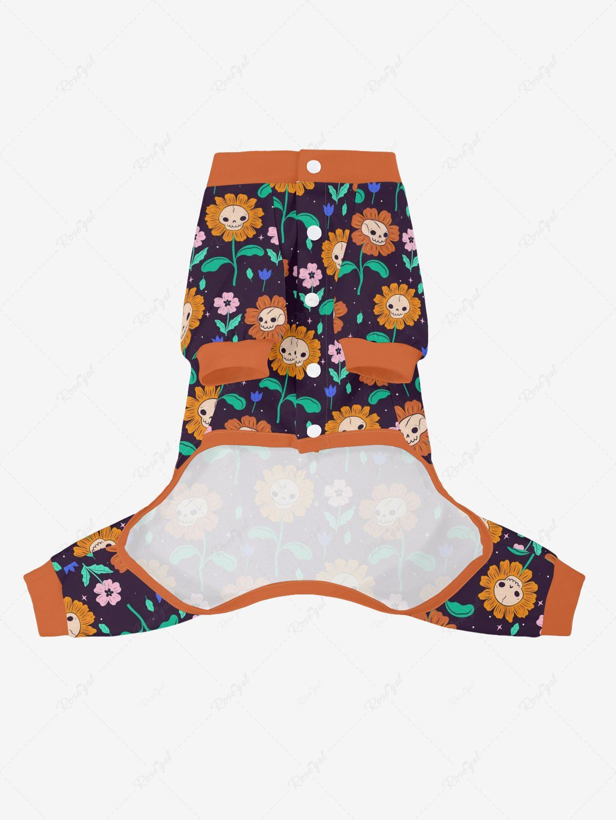 Skull Flower Print Pajama Pants Dog And Owner Matching Outfits