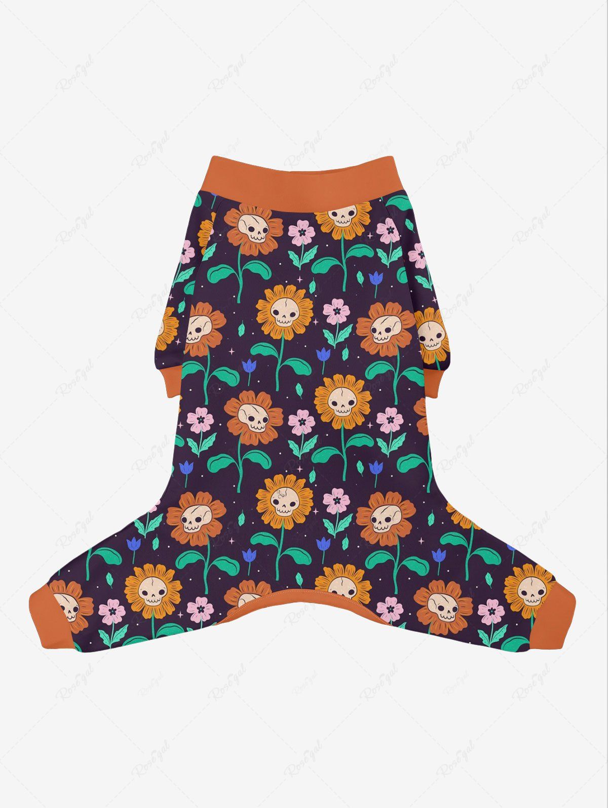Skull Flower Print Pajama Pants Dog And Owner Matching Outfits