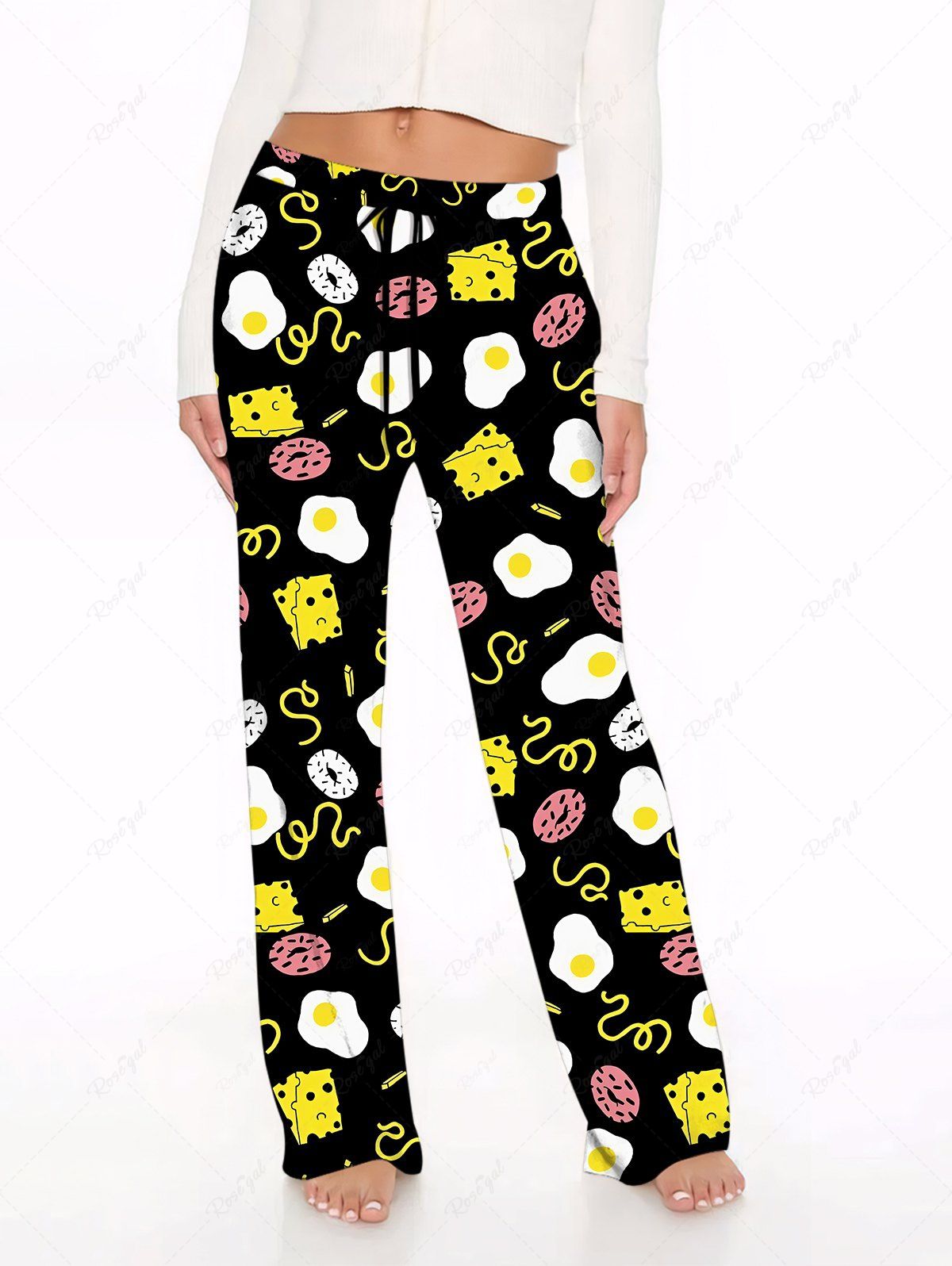 Sandwiches Donuts Eggs Printed Pajama Pants Dog And Owner Matching Outfits