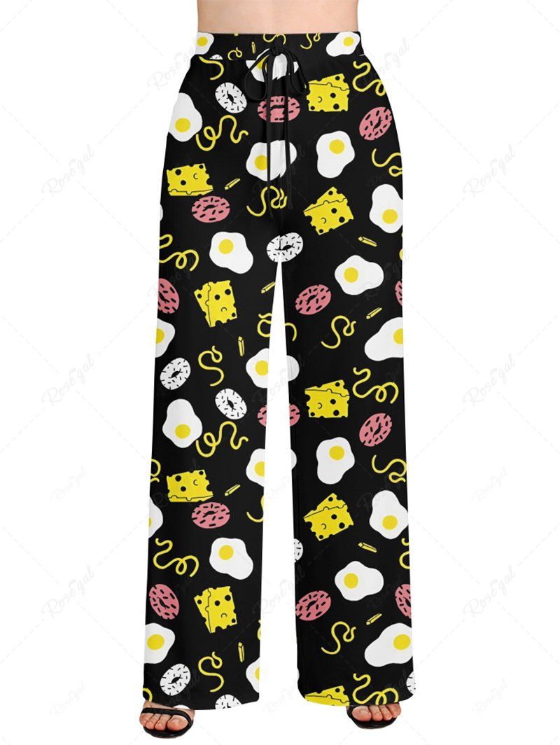 Sandwiches Donuts Eggs Printed Pajama Pants Dog And Owner Matching Outfits