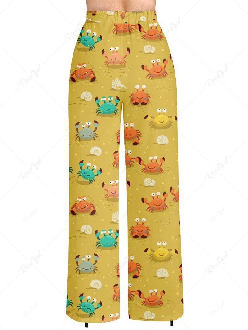 Pantalon large hawaïen à cordon de serrage et imprimé coquillages de crabe grande taille