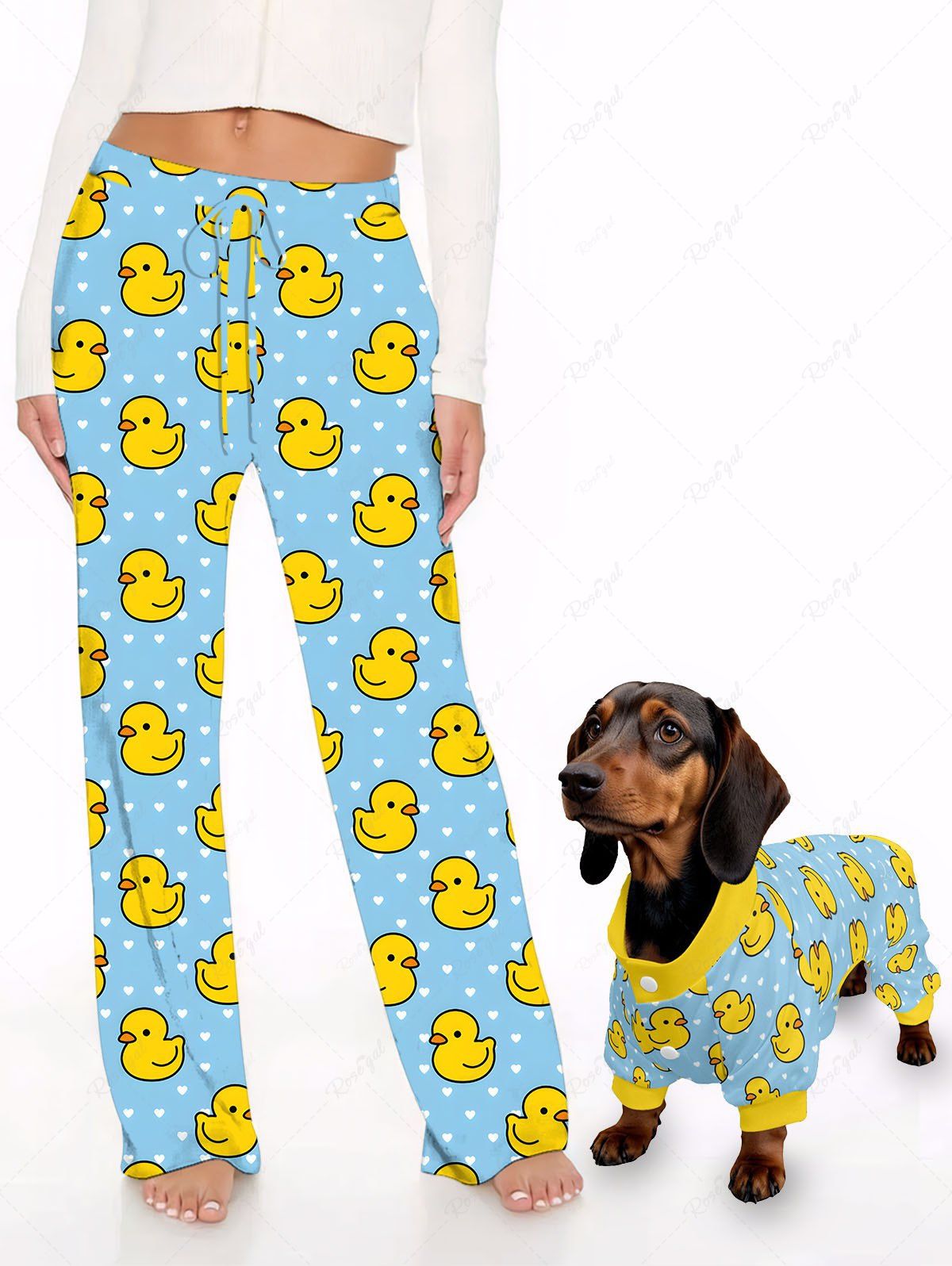Ducks Dots Print Pants Pajama Dog And Owner Matching Outfits