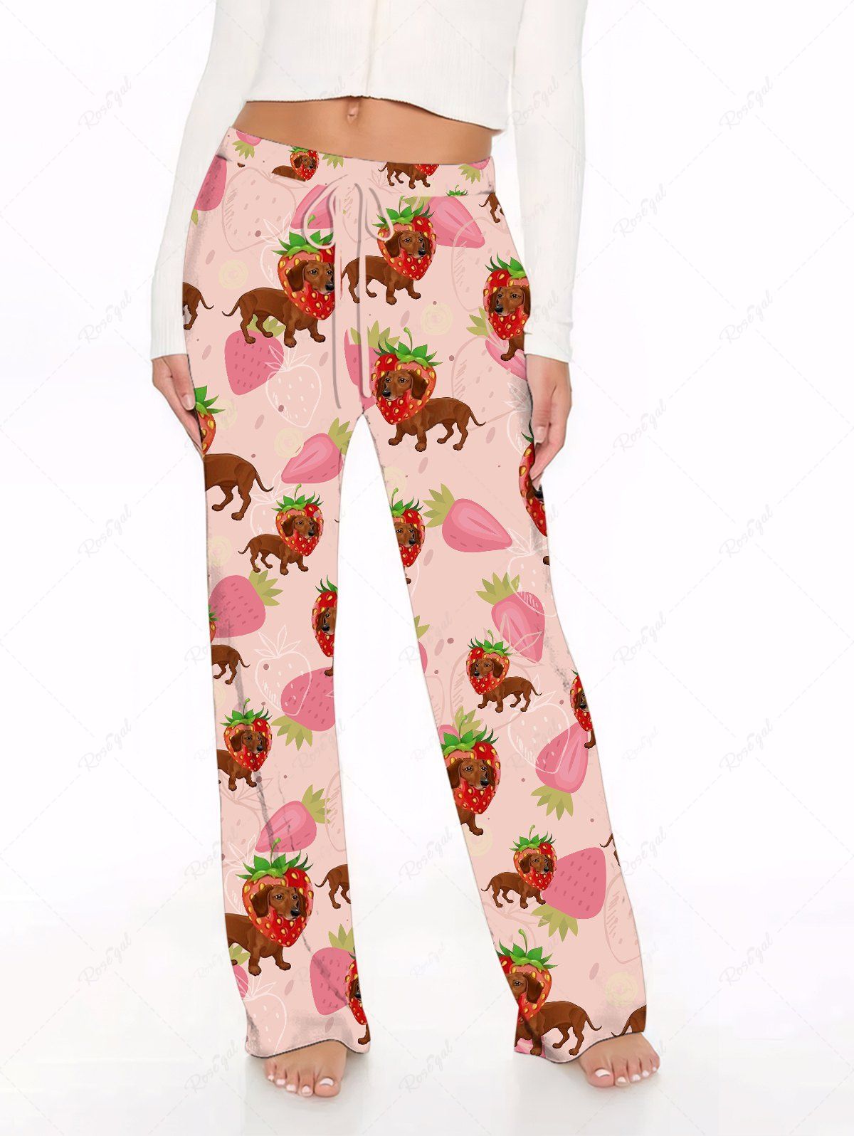 Dog Strawberry Printed Pajama and Pants Dog and Owner Matching Outfits