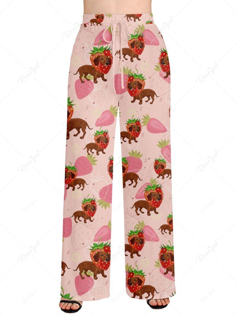 Dog Strawberry Printed Pajama and Pants Dog and Owner Matching Outfits