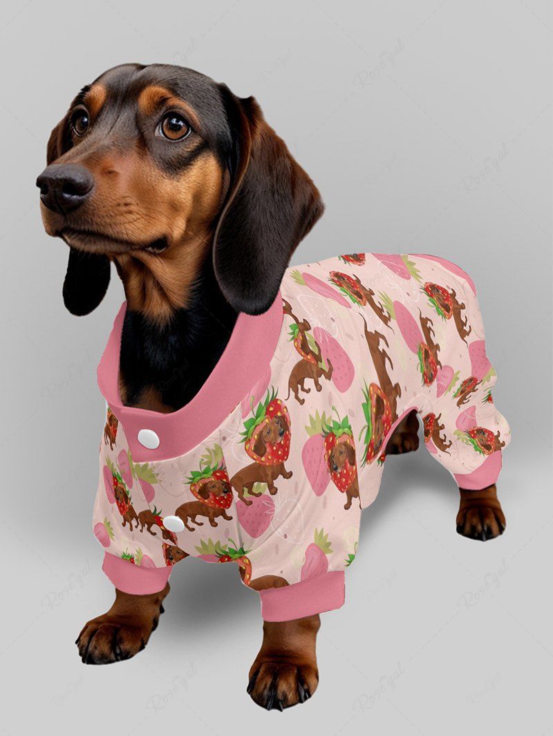 Dog Strawberry Printed Pajama and Pants Dog and Owner Matching Outfits